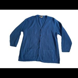 Vintage Forenza Sweater Blue Size XL 80s Vtg Button Up Knit